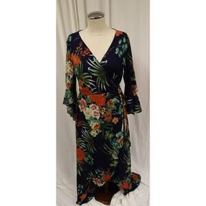 Selfie Leslie Floral Maxi Dress - Navy and Orange